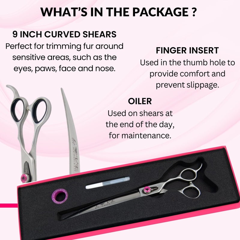 Kenchii Love Left Handed Dog Grooming Scissors, 9 Inch Curved Shears, Dog Scissors for Grooming, Professional Pet Grooming Scissors, Ergonomic & Comfortable - Image 4
